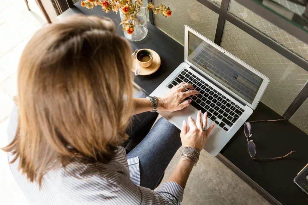 picture of woman working on a laptop
