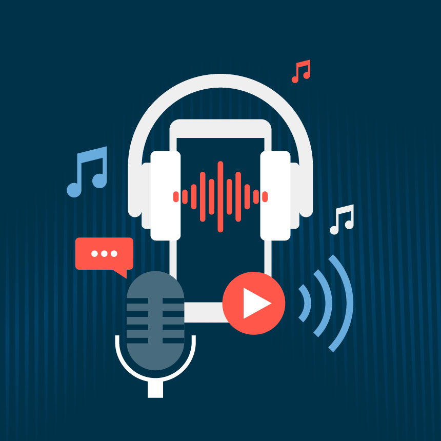 picture showing phone with headphones, microphone and tunes